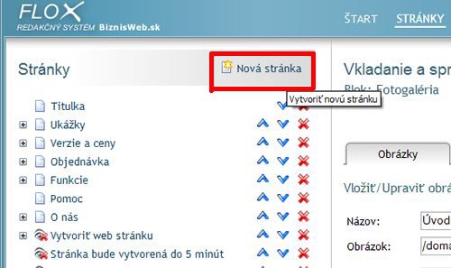 Vytvoriť stránku